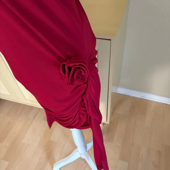 JLUXLABEL Burgundy Tabitha Halter Rose Mini‎ Dress Size XXL - Picture 4 of 10